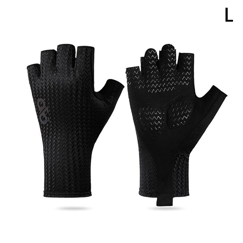 

Summer Breathable Half Finger Cycling Gloves Ultralight Road Bike Gloves Anti-Slip Silicone Pad Cooling Sport Gear L чёрный