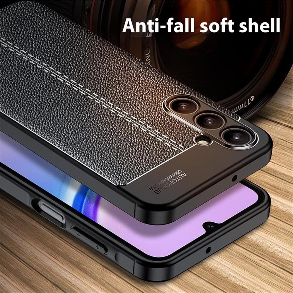 For Samsung Galaxy A16 5G/4G Case Litchi Texture TPU Flexible Phone Cover,Black