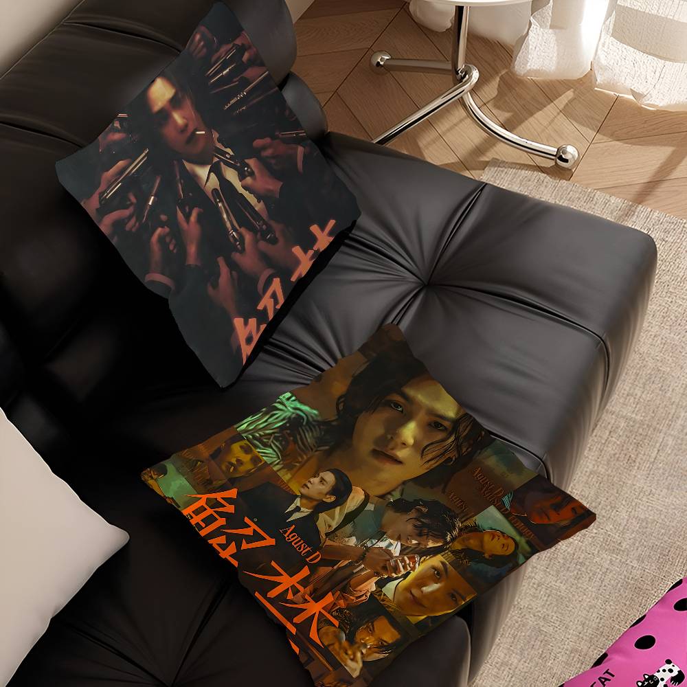 S-Suga Kpop Style A-Agust D Creative Personalized Pillow Cover Kids Bedroom Wild Party Decor Pillowcase Kid Birthday Shower Gift