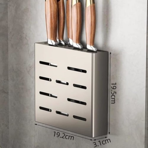 JBJSHHY Stainless Steel Knife Rack, Kitchen Knife Wall-Mounted Storage Box, Home Storage Rack, Knife Rack (Gun Gray)