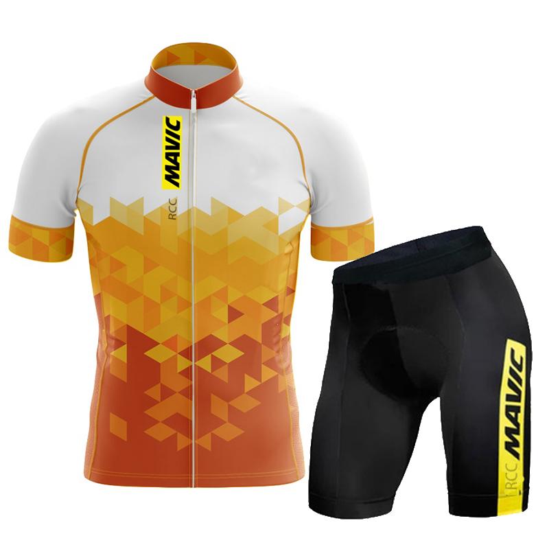 RCC MAVIC Cycling Set Bike Uniform Summer Cycling Jersey Set Road Bicycle Jerseys MTB Bicycle Wear Breathable Cycling Clothing Asian size - S