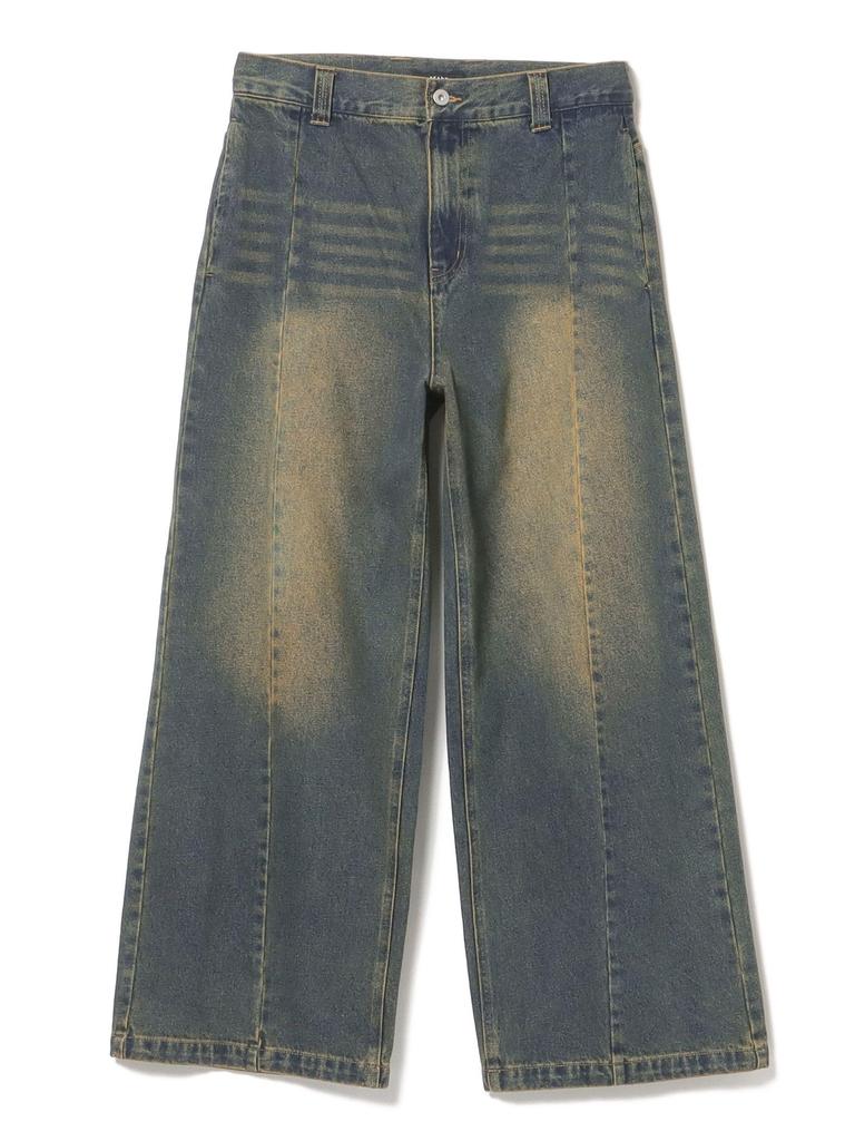 Beams Heart Jeans Blast Seam Baggy Denim Pants Indigo L Men's
