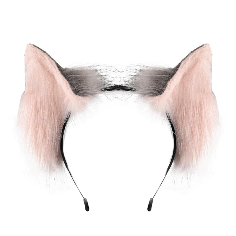 Realistisches Katzenohr-Haarband mit Plüsch-Haarband, Farbverlauf-Design für Damen, Mädchen, Cosplays, Event-Themenpartys