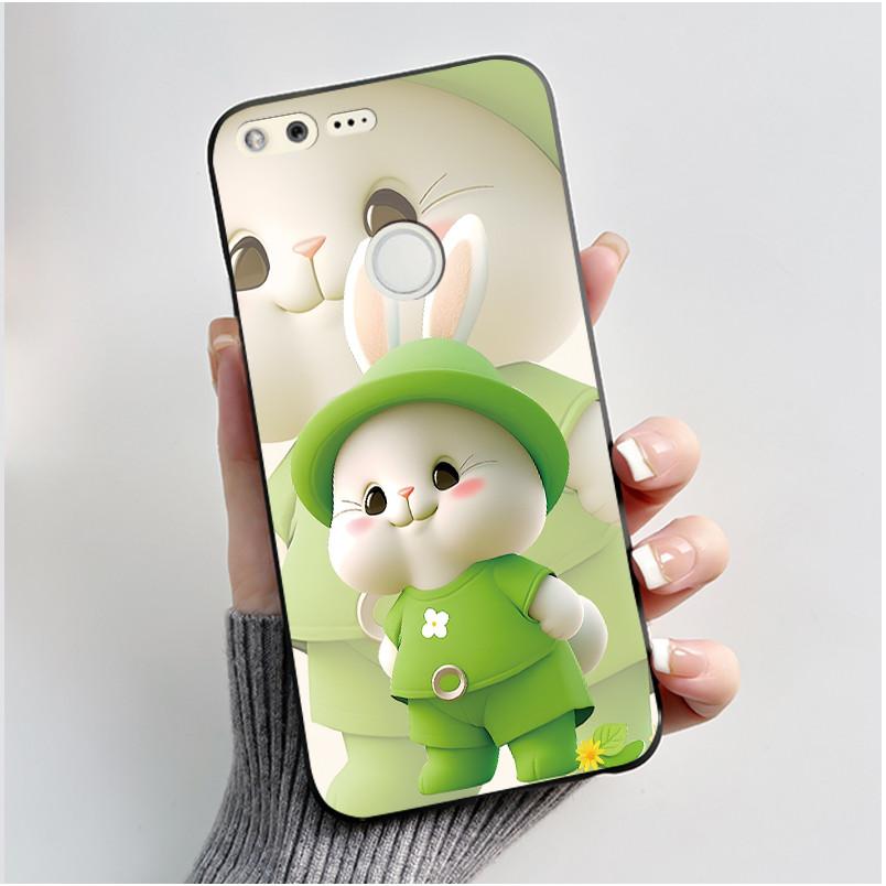 Luxury Cute Love Rabbit Cartoon Funny Case For Google Pixel XL Pixel1 1 XL Black Silicone Soft Phone Case Protective Back Cover