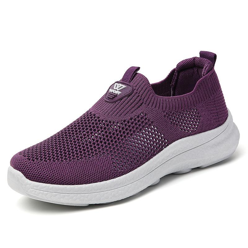 Summer casual women's shoes one pedal lazy shoes soft soles walking flying woven breathable mesh comfortable mother shoes foreign trade shoes