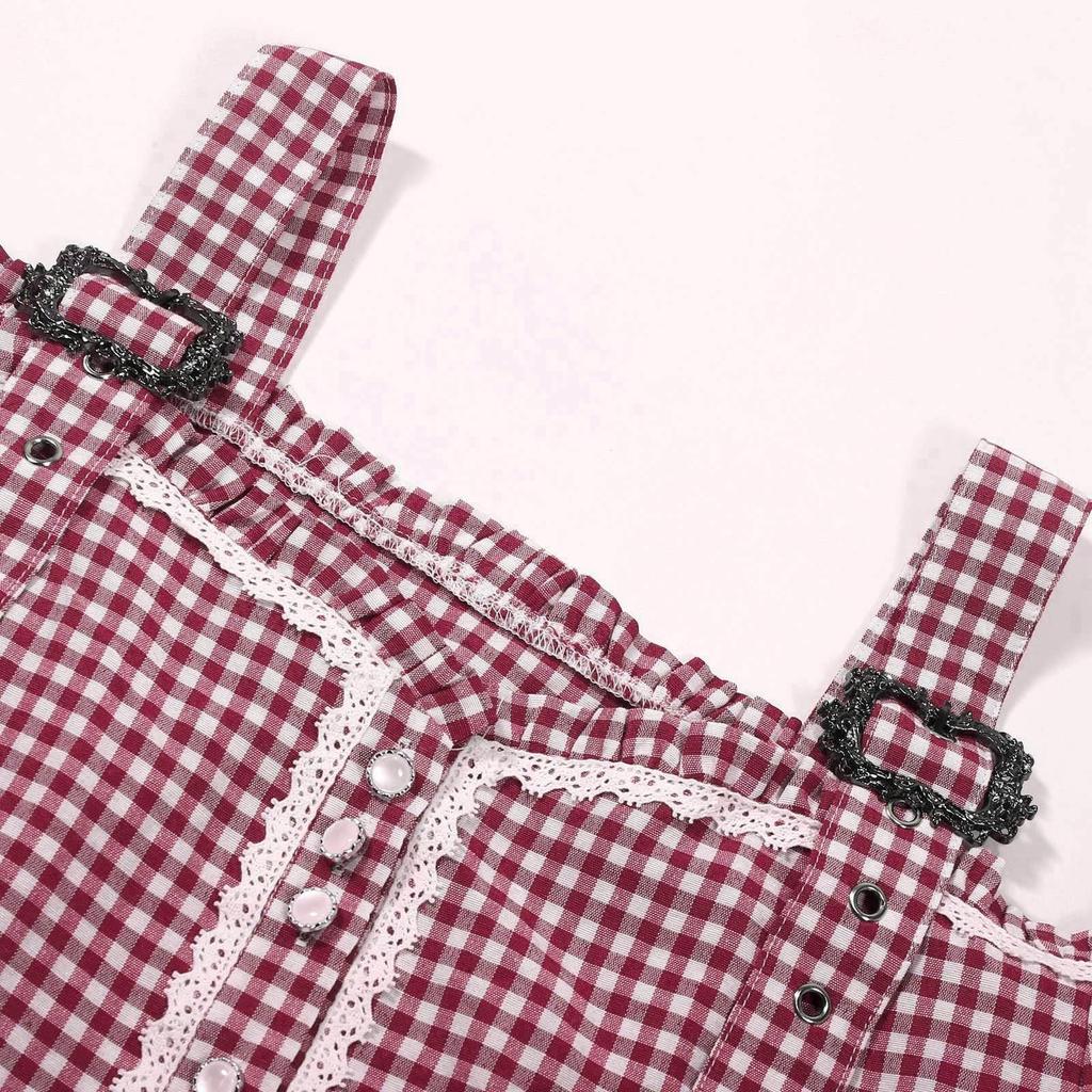 Traditional Women's Casual Short-Sleeve Plaid Shirt Beer Festival