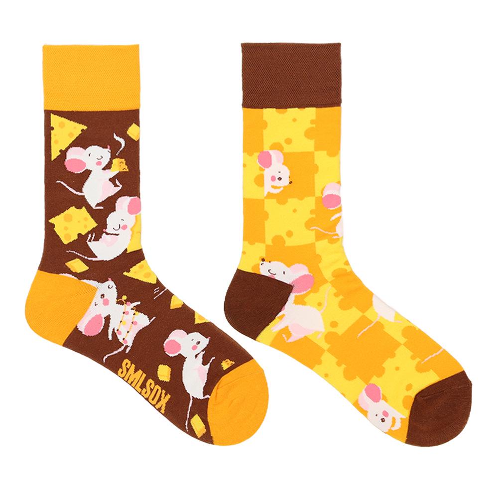 Calzini AB Asimmetrici Trendy Divertenti per Coppia Anatra Mandarina Colorati Calzini a Mezza Gamba SMLSOX