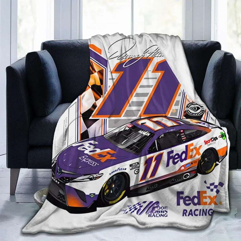 Denny Hamlin 11 All Season Fleece Blanket Throw Ultra Soft Flannel Blanket Digital Printed Premium Fluffy Microfiber Fleece