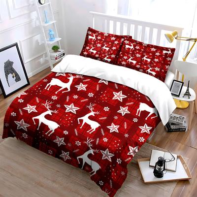 Festive Red Christmas Decor Theme Kid'S And Adults' Bedroom Decor, Exquisite Three-Piece Bedding Set Gift