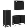 Bathroom Furniture Set 3 Pcs Black Oak Effect Particleboard