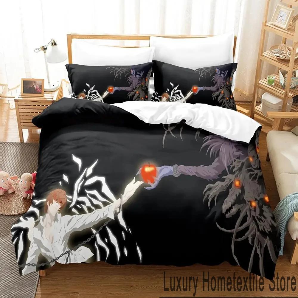 3D Print Death Anime Note Beding Set Young Boys Young Girls Twin Quen King-Sized Dimensionsd Dimensions Soft Duvet Cover Pilowcase Bed boys Adult