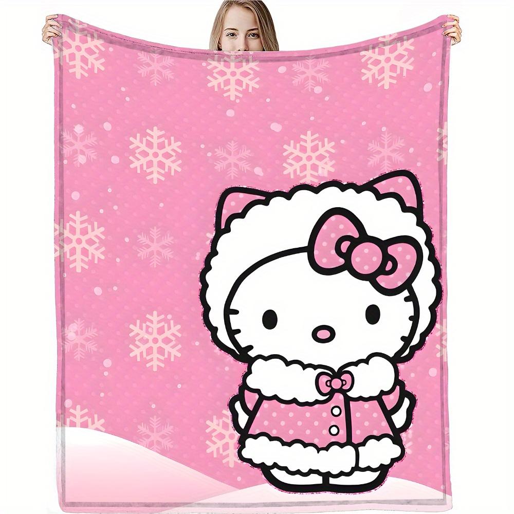 

A Sanrio for hello kitty Christmas Fleece Blanket Pink Snowflake Winter Design Cozy Country-Style Home Decor PerfectHoliday Gift 75cmx90cm