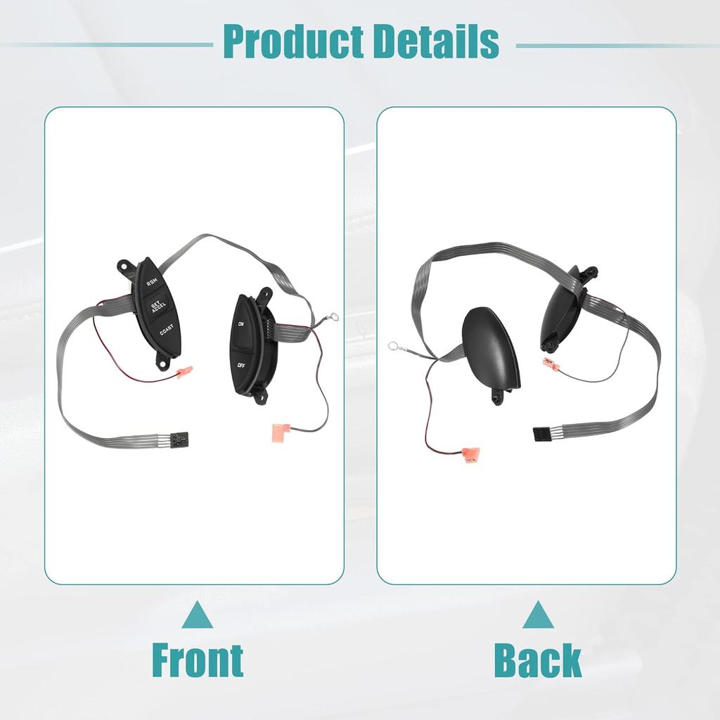 ACROPIX Left Right Side Steering Wheel Cruise Control Switch Button with Cable Fit for Ford Explorer - Pack of 2 Black
