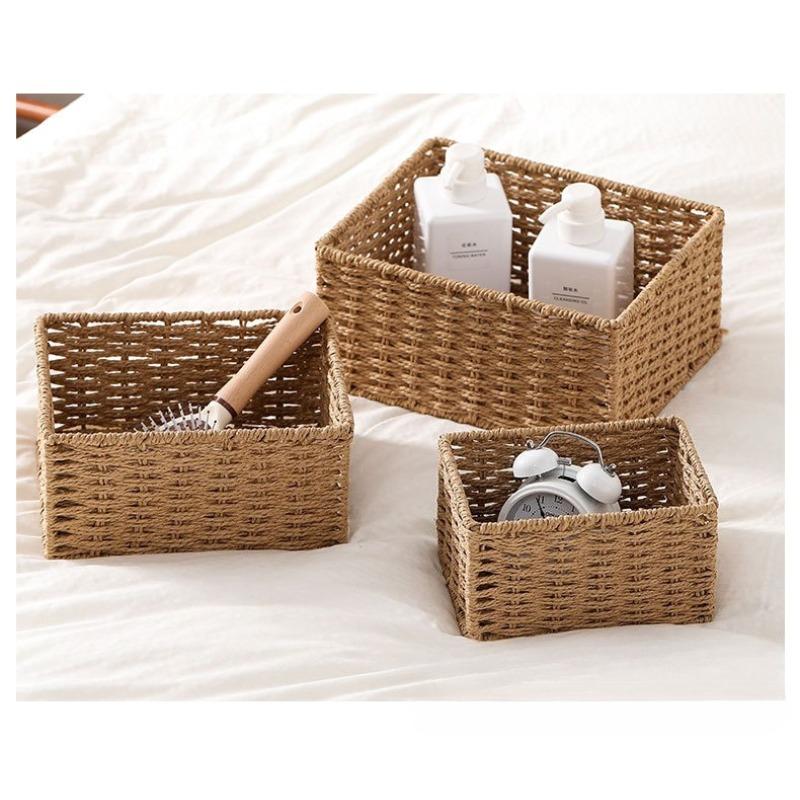 3PCS/Set Wicker Baskets for Organising Pack of Nesting Storage Baskets for Shelves Wicker Storage Baskets for Bathroom Shelf