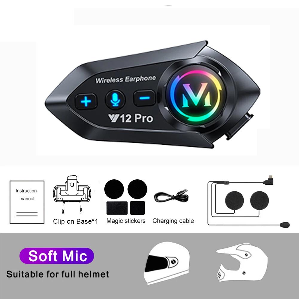 

500M Full Duplex Motorcycle Helmet Intercom Headset Dual Core Bluetooth V5.4 Voice Assistant 1000mah Music Sharing Waterproof