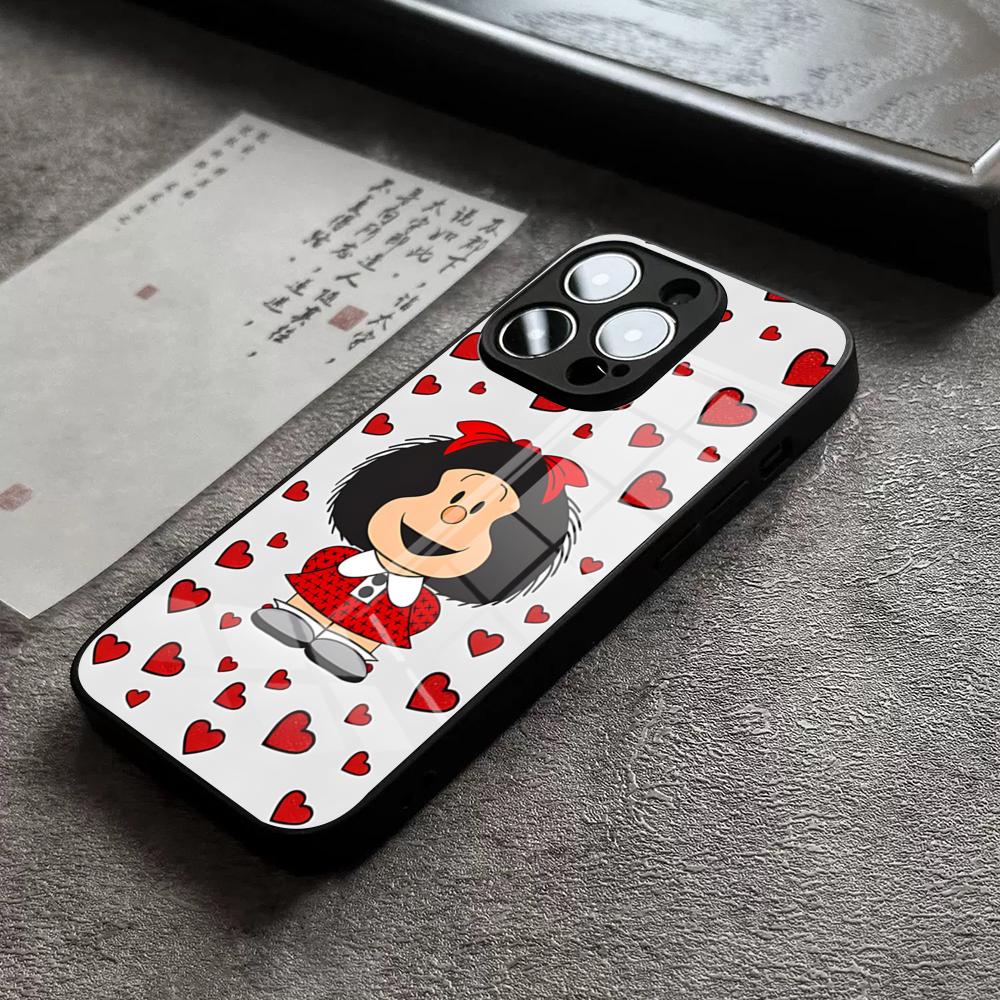 

Cartoon Mafalda Cute Phone Case For IPhone 15 Pro Max 14 Plus 17 Pro Max 12 11 13 X XR XS 16 Plus Air SE Glass Cover iPhone15 Pro