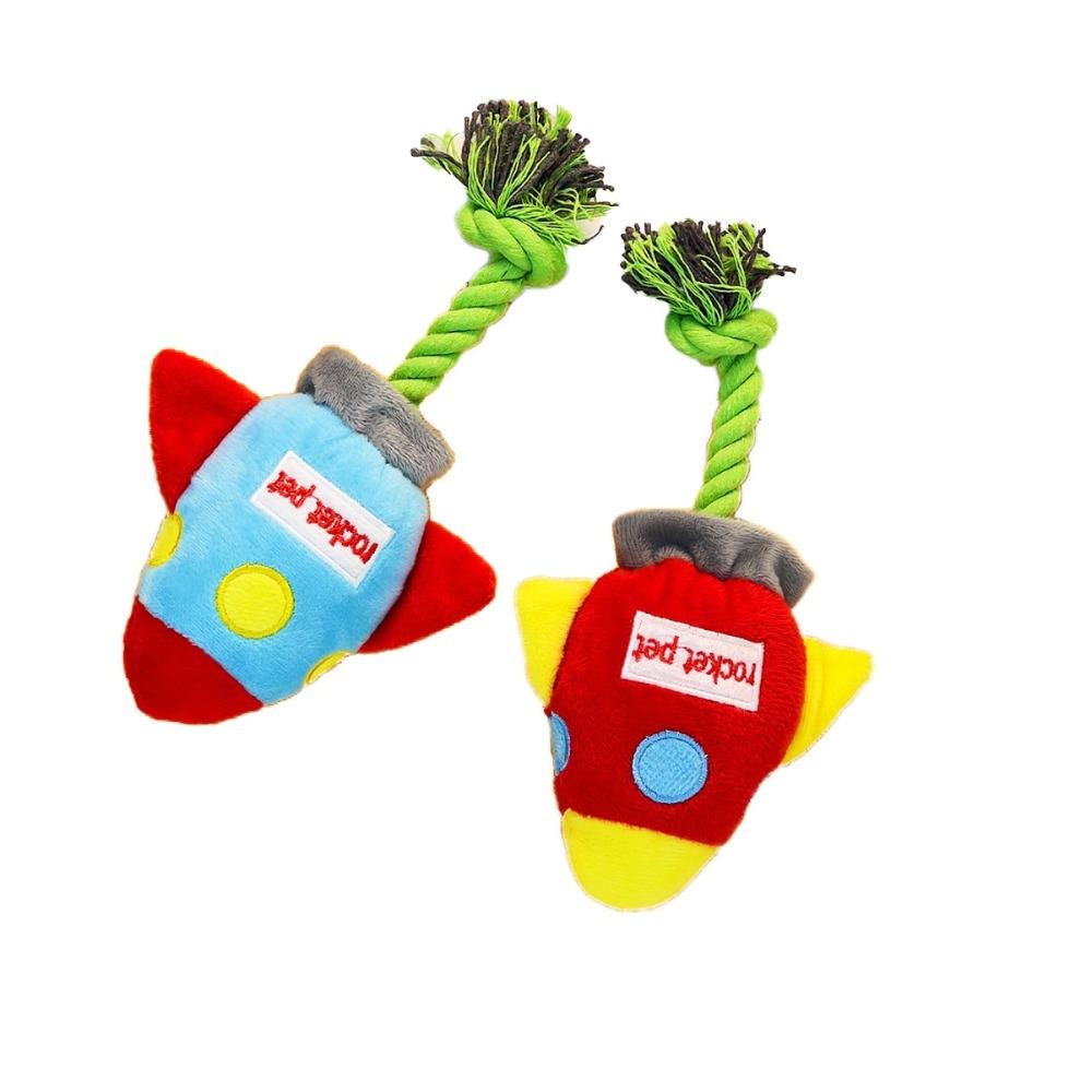 Rocket Shape Pet Dog Sound Plush Toy Plush Dog Chew Toys Cute Dog Interactive Toy  Puppy