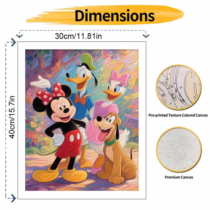 Disney Mickey Minnie Donald Daisy Pluto Oil Painting Hand Painting Art Kit Coloring Painting Handmade Diy Home Decoration Gift