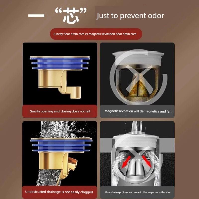 Anti-Odor Device for Bathroom Floor Drain, Universal Toilet Anti-Mosquito Drain Pipe Connector with Full Copper Core to Prevent Odor Return