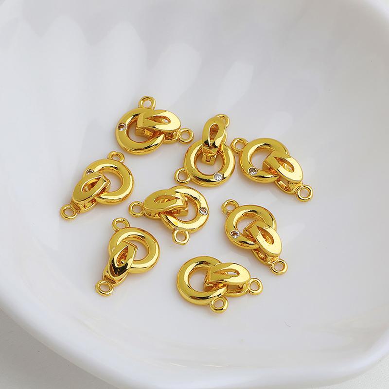 1 Piece Fastener Connector Clasps Locks 18K Gold Plated Brass Inlaid Zircon Pearl End Clasps For Jewelry Diy Bracelet Necklace