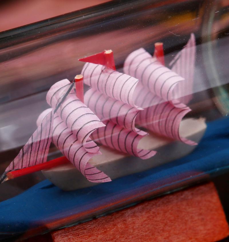 Large and Small Mediterranean Style Drift Bottles with Sailing Ship Inside - Glass Decoration Gift