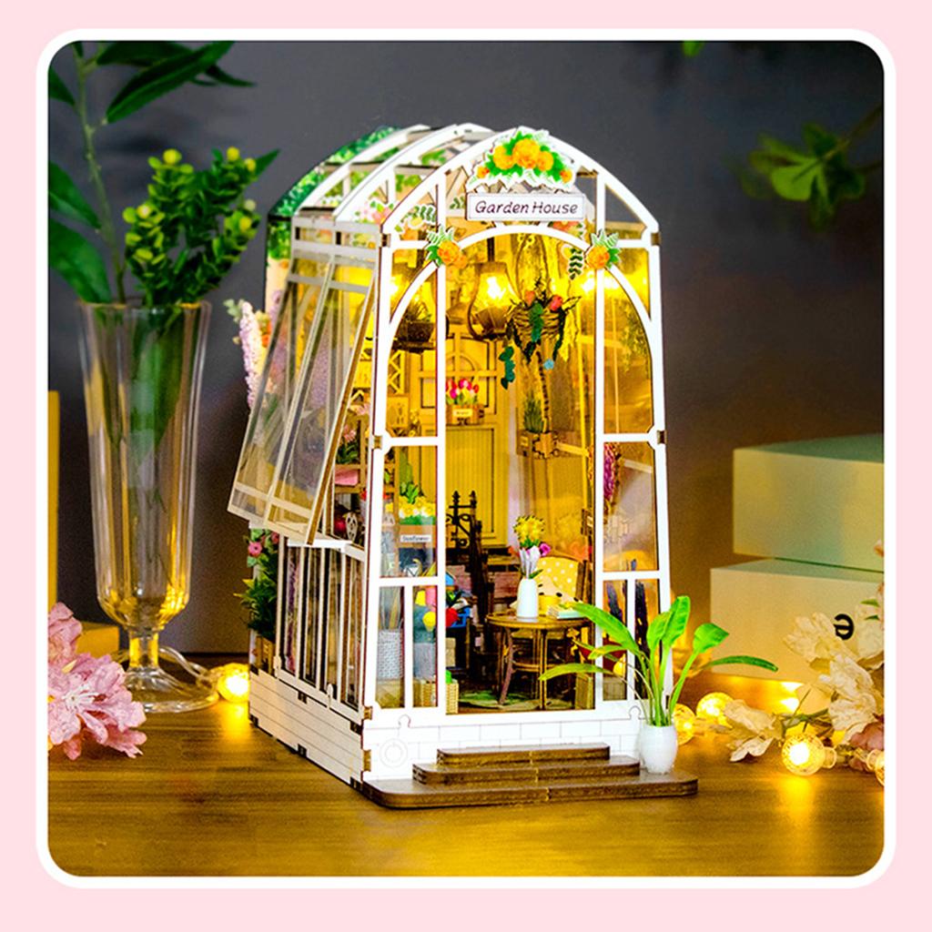 Adult DIY Garden House Books Nooks Material Kit Sturdy Charming Assembled Miniatures For Home Room