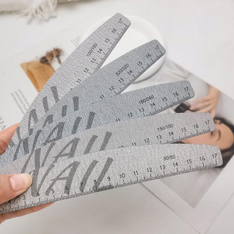 1Pcs Nail File With Ruler 80/100/150/180/240/320 Grit Sandpaper Disposable Cuticle Remover Buffers Manicure Tool