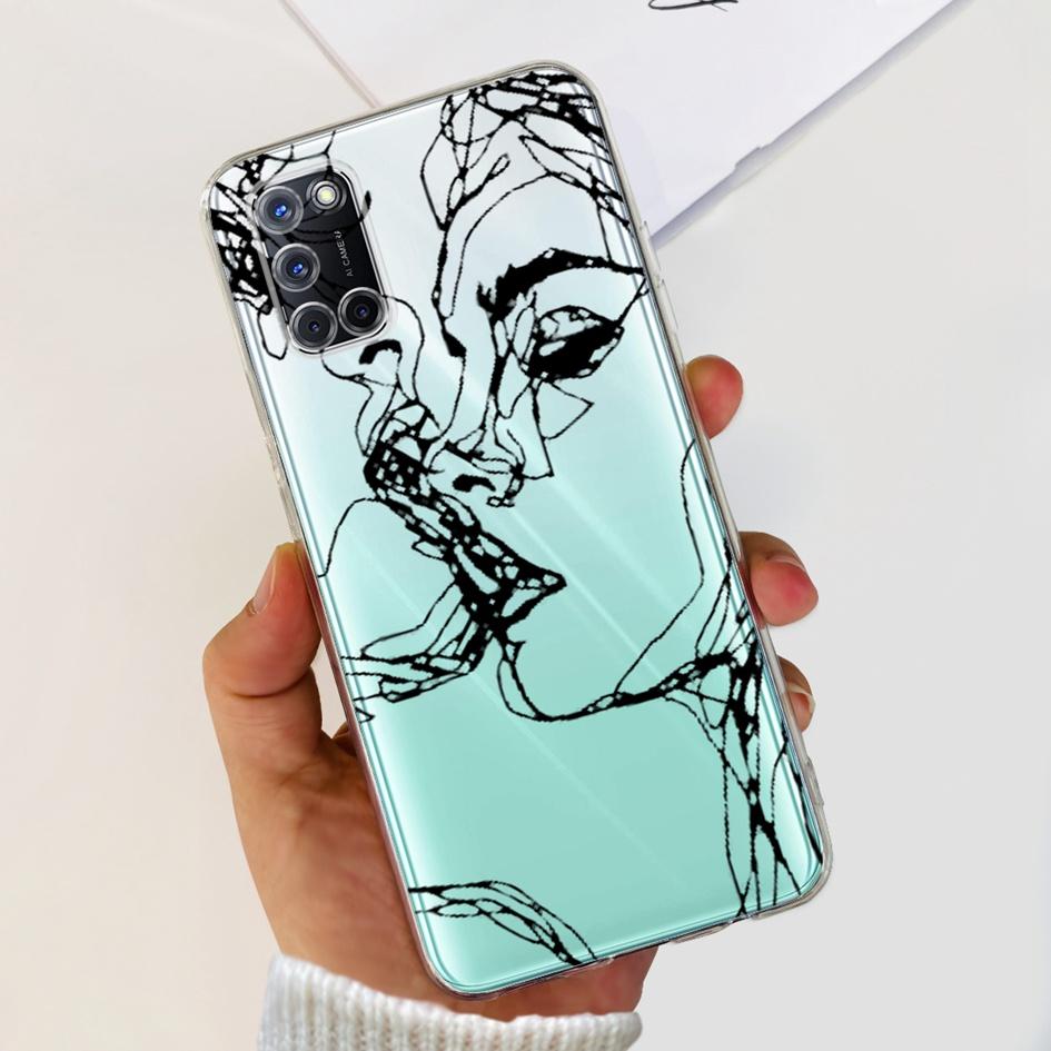 For OPPO A52 Case OPPOA52 CPH2069 A 52 Flower Phone Case Fashion Transparent Silicone Soft TPU Back Cover For OPPO A72 A92 Coque