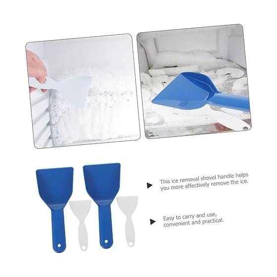 4 Pieces Plastic Refrigerator Ice Scoop Ice Scraper Cleaning Scoop Multipurpose Defrost Tool for Home Freezer Showcase Cleaning Snow Shoveling