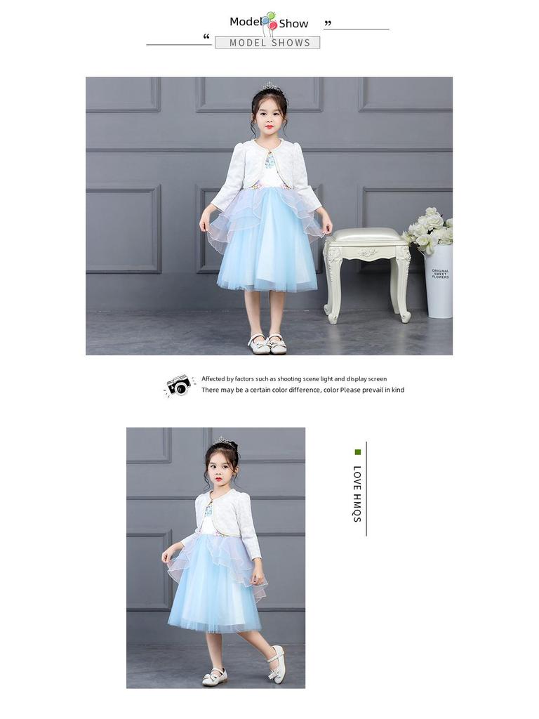 2020 Children's Lace Pearl Shawl Waistcoat, Long Sleeve Princess Jacket for Girls