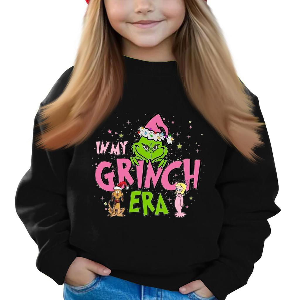 Julegenser for jenter med rund hals til barn, trykte babytopper