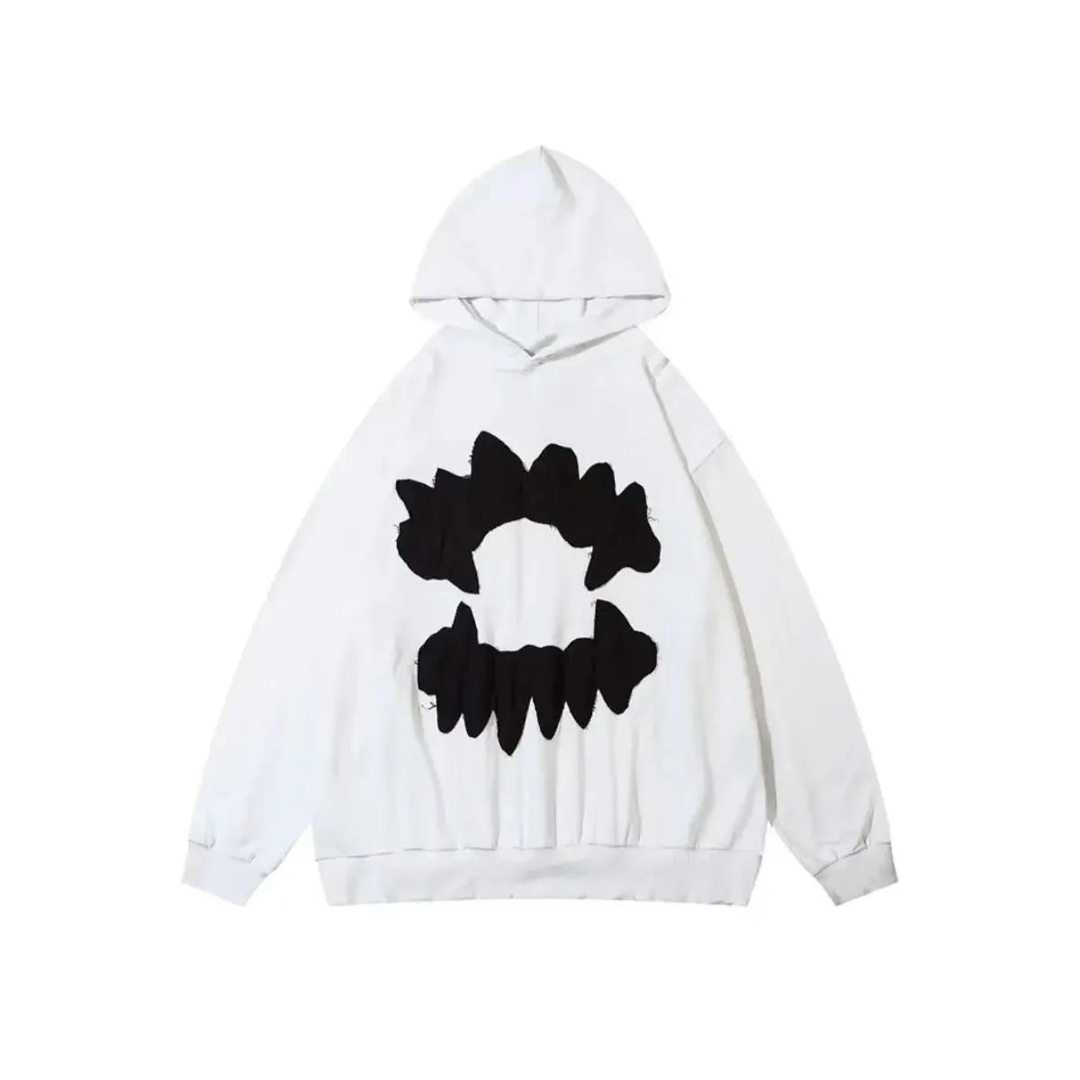 

Мужские и женские ретро толстовки с капюшоном стритвир Хипхопетро вышивка пэчворк Y2K мода свободный крой толстовки 3XL