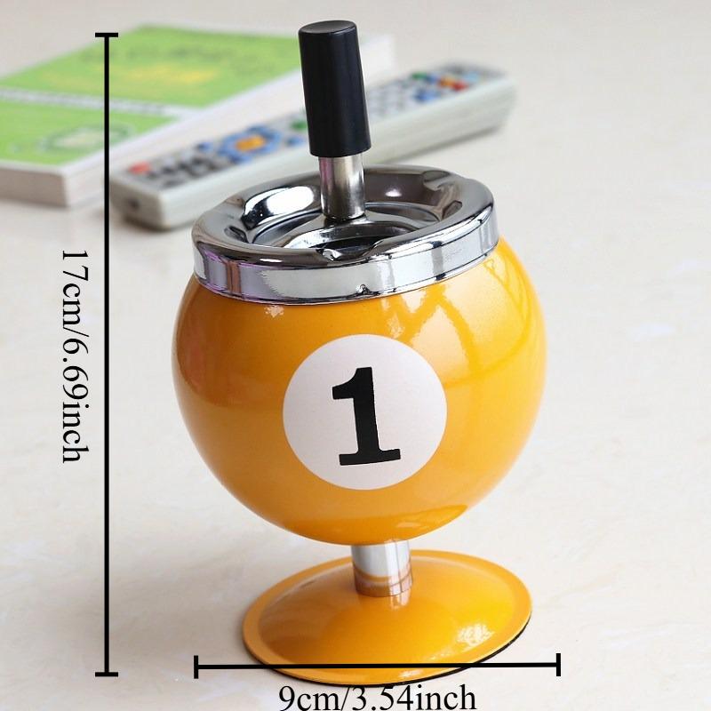 1Pcs Creative Billiard Metal Ashtray with Lid for Office Decor Smoke Proof Ash Cup Pool Table Accessories Safety