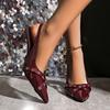 Fashion Wine Red Female Sandals Fashion Heels Footwear Women Pumps Slingbacks Shoes for Pointed Toe Buckle Strap Ladies High Heels Shoe