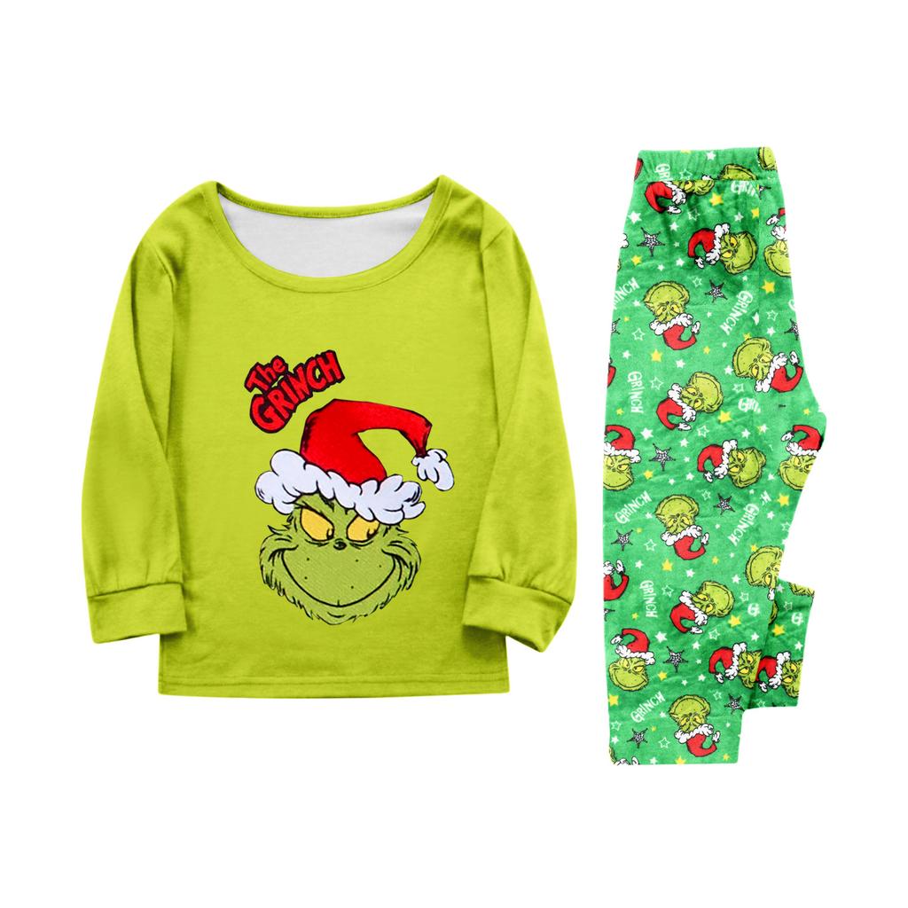 Costum de casă cu imprimeu de Crăciun părinte-copil, bluză cu mâneci lungi și pantaloni