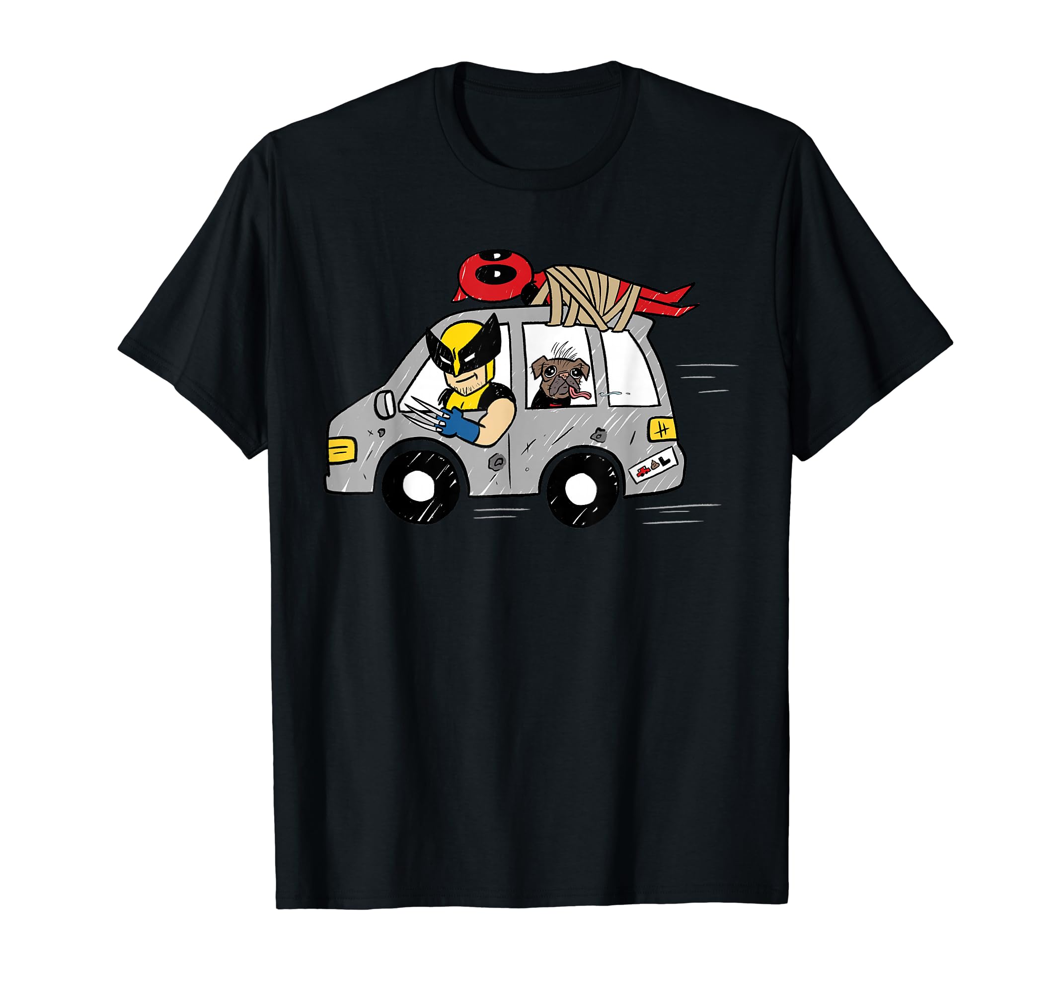 Marvel Deadpool & Wolverine Dogpool Carpool Graffiti T-Shirt