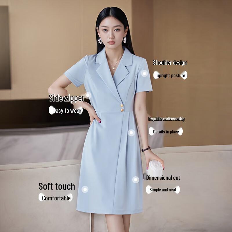 Teluoman Women's Short Sleeve Formal Suit Dress