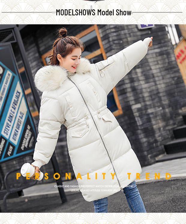 2025 Winter European Style Hooded Mid-Length Fur Collar Women's Cotton Jacket