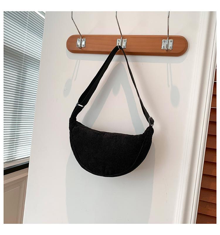 Corduroy Messenger Bag Women's New Trendy Shoulder Small Satchel Dumpling Bag Lightweight Armpit Bag