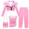 Kids Girls Anime Cartoon Animals Miss Printed Vest Jacket Pants Clothes Set Outfit Halloween Cosplay Costumes