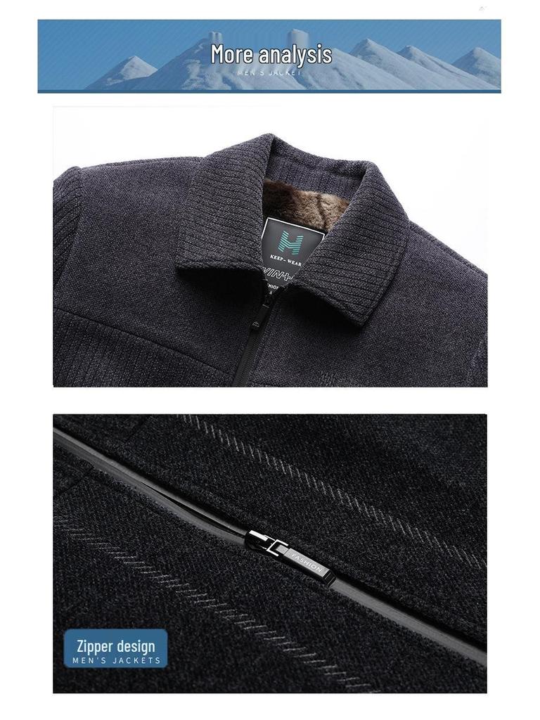 Plüsch-Chenille-Winterjacke für Herren für 50-Jährige - Lässiges warmes Oberteil für die Mitte des Lebens