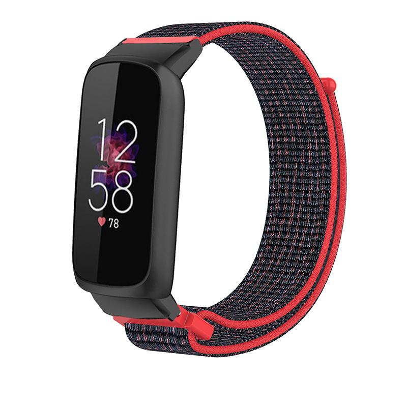 

14mm Loop Fastener Watch Band Nylon Weave Replacement Sport Strap for Fitbit Luxe Sand Pink