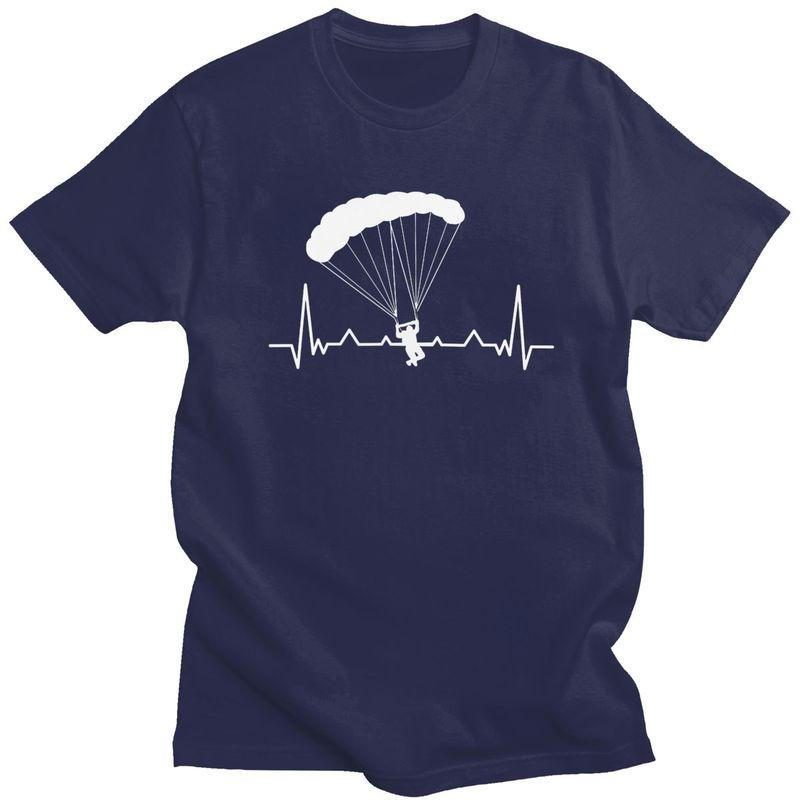 Custom Heartbeat Paraglider Extreme Sports Adventure Paragliding Tshirts for Men Short Sleeve Casual T Shirt Skydiving Tshirts