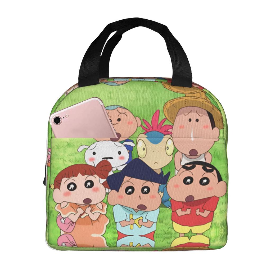 Custom Crayons Shins Chans Insulated Lunch Bags for Camping Travel Cartoon Waterproof Cooler Thermal Bento Box Unisex