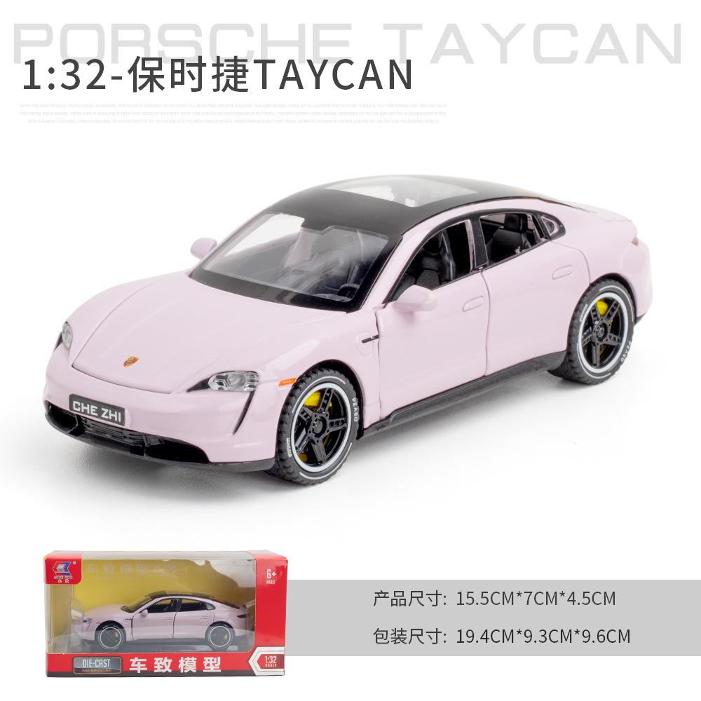1:32 Porsche Taycan High-Simulation-Automodelle aus Metallguss, Sportwagen mit Sound und Licht, Rückziehmechanismus, Supercar-Geschenke für Kinder