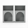 Set of 2 nightstands, bedside table with open compartments, curved design
