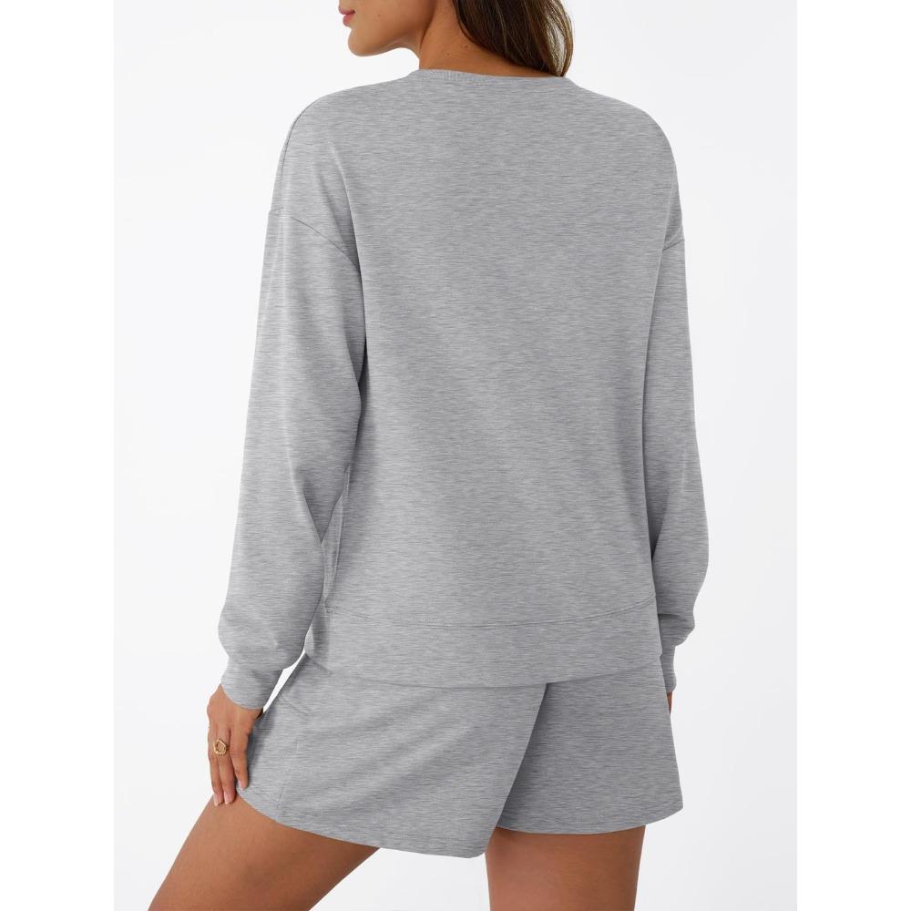 Autumn Round Neck Long Sleeved Shorts Fashion Casual Two-piece Hoodie Sets Women's Sport Suits