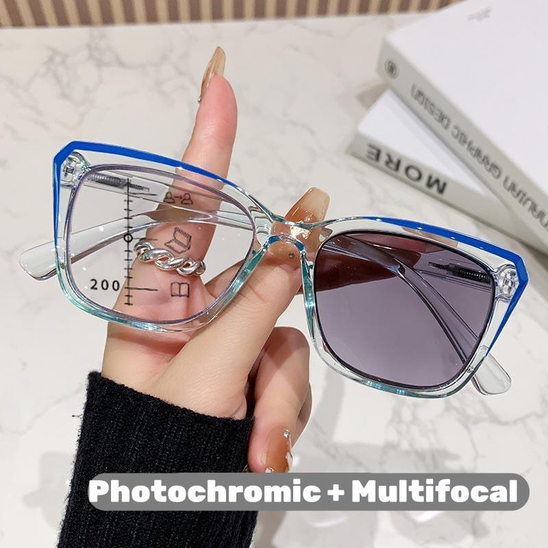 High Quality New Fashionable Luxury Photochromic Women's Reading Glasses Ultra Light Neutral High Quality Look Young Anti Blue Light Glasses