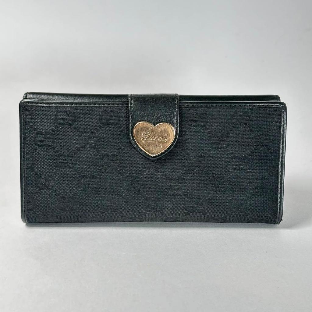Used GUCCI Gucci Long Wallet GG Canvas Lovely Heart Flap W-hook