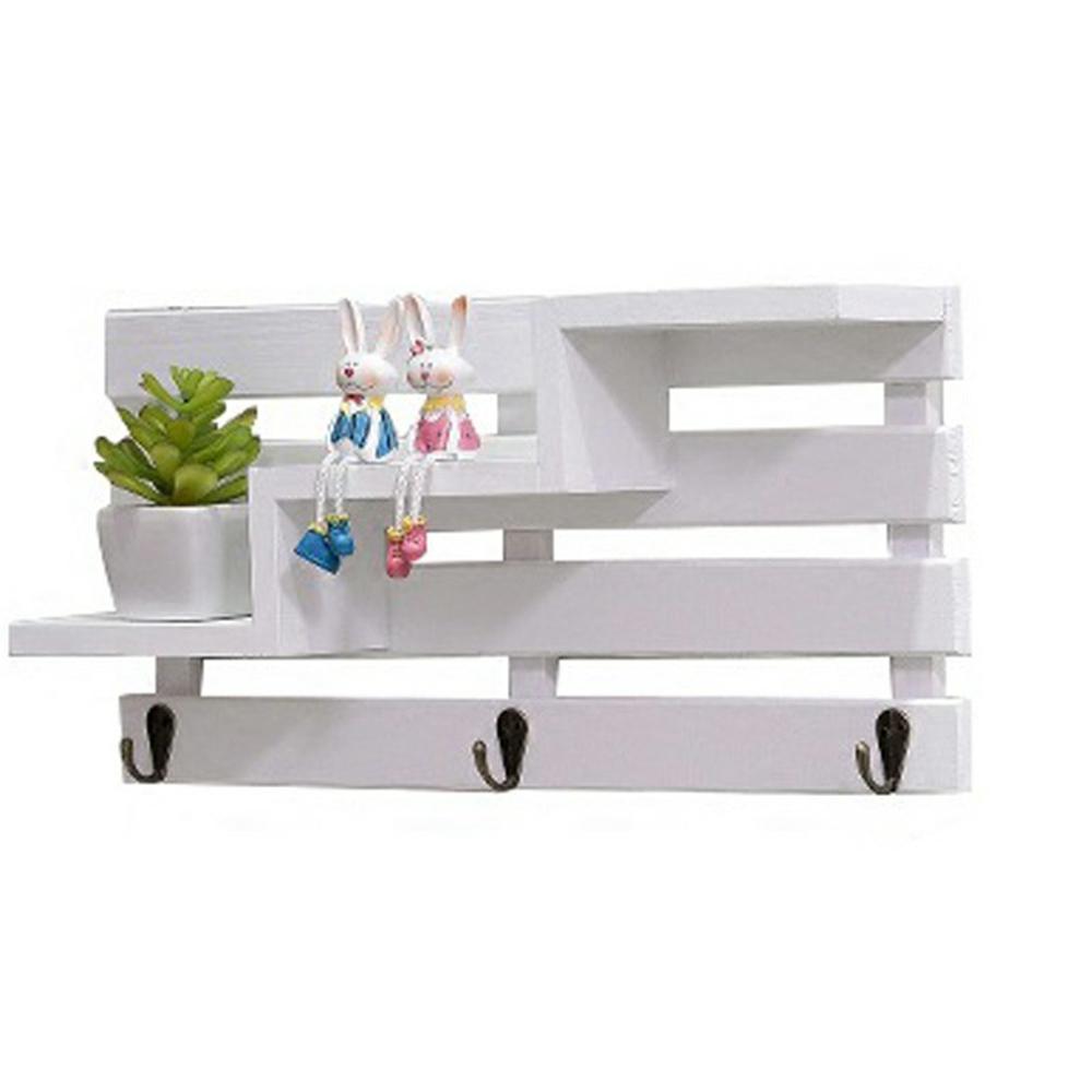 Étagère Murale Créative Sans Perçage Porte-Clés Organisateur d'Entrée Crochets Muraux Décoratifs pour Maison/Bureau